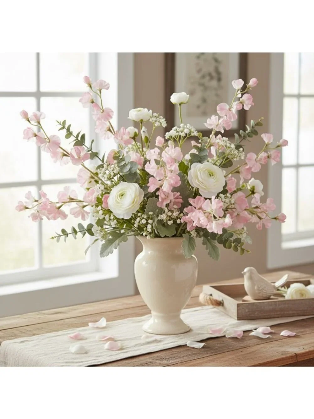 Pink Sweet Pea Flower Stems Faux Floral Cottagecore Decor Romantic Wedding Flowe